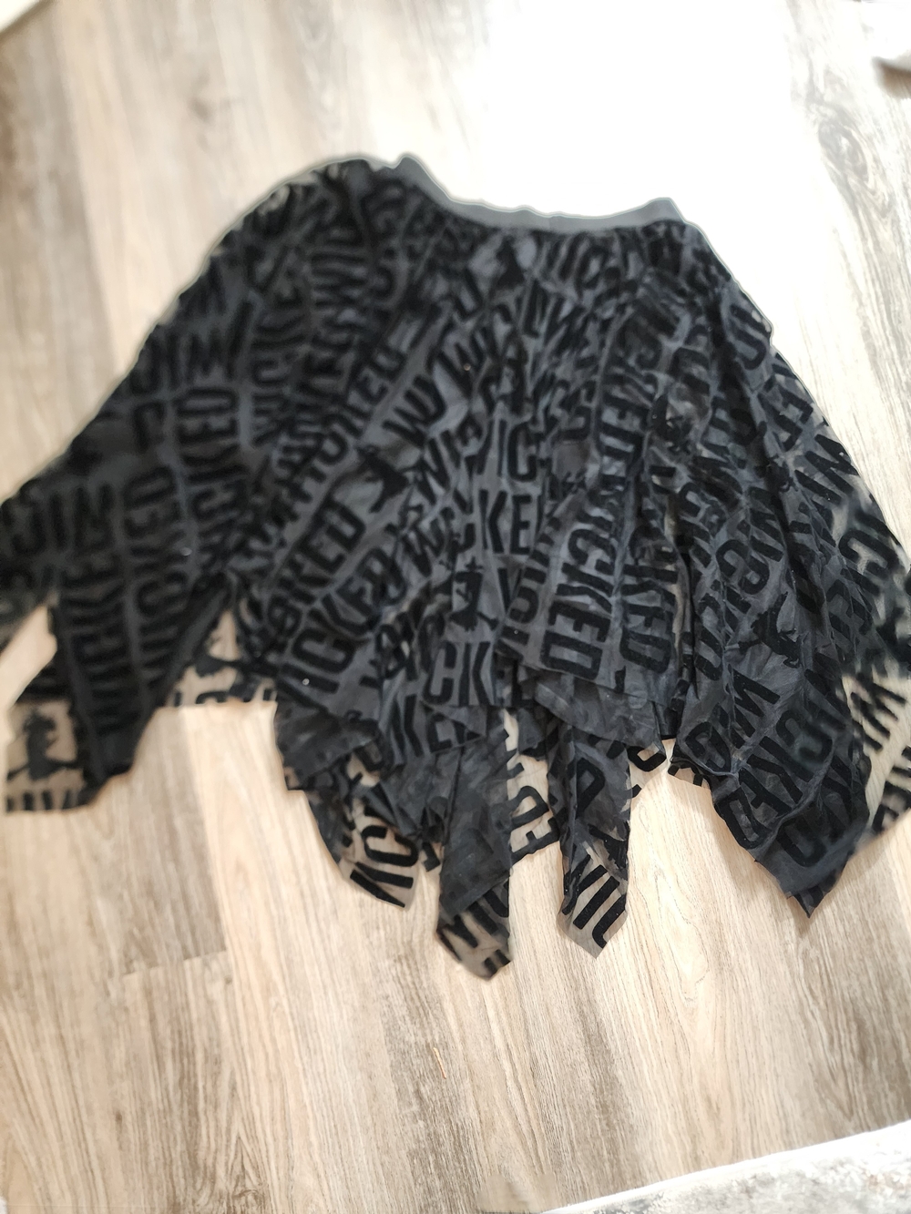 Universal Wicked Black Layered Asymmetrical Text-Print Skirt